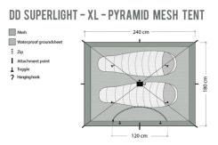 DD Hammocks - Superlight Pyramid XL Duo Mesh tent